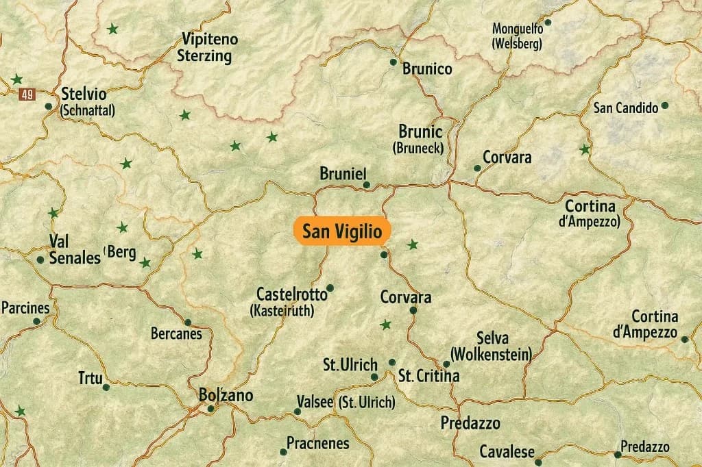 Mappa di San Vigilio di Marebbe — Strada Plan de Corones