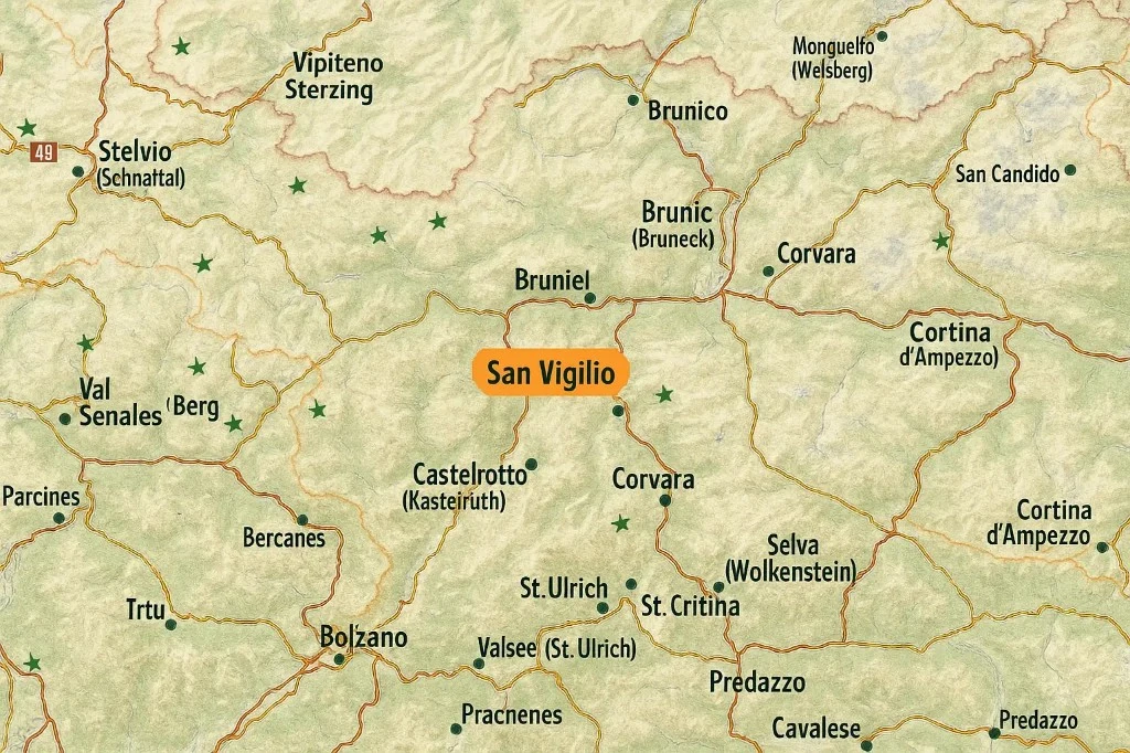 Mappa di San Vigilio di Marebbe — Strada Plan de Corones